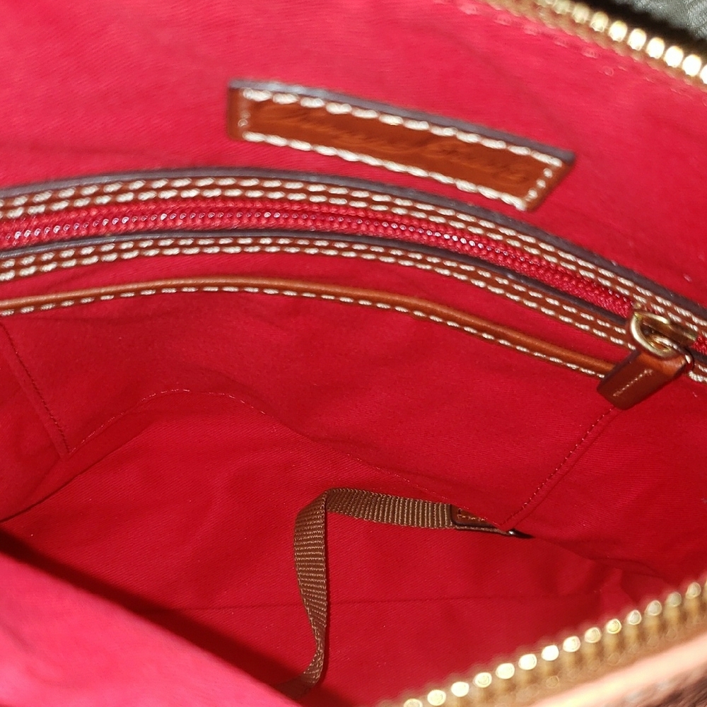 Dooney & Bourke Pink and Brown Leather Trim Crossbody - Picture 5 of 6